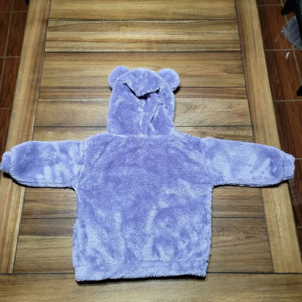 Youzaitai LS Purple Fleece Pull-Over Hoodie w/ Ears - Size 100cm (3T) NWT